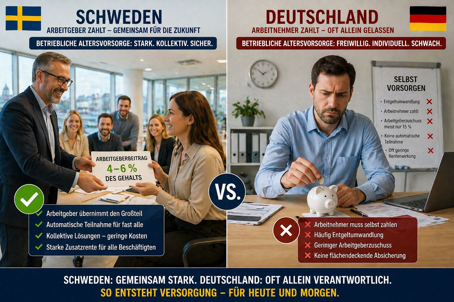 Betriebliche Altersversorgung Vergleich Deutschland mit Schweden